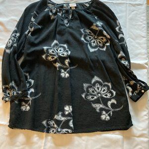 Black and White Floral Blouse